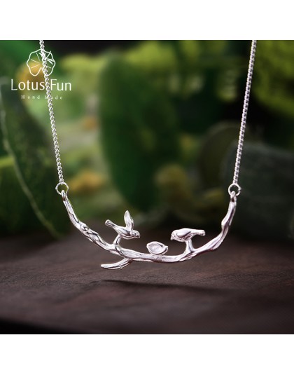 Lotus zabawy majątek 925 Sterling Silver ręcznie robiona biżuteria ptak na gałęzi naszyjnik z wisiorek acessórios dla kobiet Col