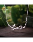 Lotus zabawy majątek 925 Sterling Silver ręcznie robiona biżuteria ptak na gałęzi naszyjnik z wisiorek acessórios dla kobiet Col