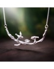 Lotus zabawy majątek 925 Sterling Silver ręcznie robiona biżuteria ptak na gałęzi naszyjnik z wisiorek acessórios dla kobiet Col