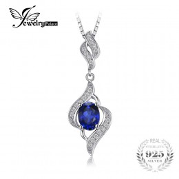 JewelryPalace 1.95ct utworzono niebieski Sapphire 925 Sterling Silver wisiorek naszyjnik nie zawiera łańcuch urok dla kobiet