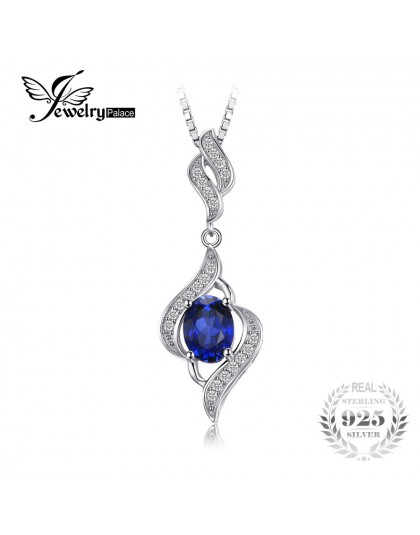 JewelryPalace 1.95ct utworzono niebieski Sapphire 925 Sterling Silver wisiorek naszyjnik nie zawiera łańcuch urok dla kobiet