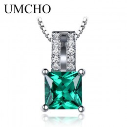 UMCHO eleganckie wisiorki majątek 925 Sterling Silver biżuteria utworzono niebo niebieski Topaz naszyjnik na ślub biżuteria dla 