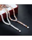 100% 925 srebrny naszyjnik z prawdziwych pereł, naturalna perła słodkowodna długi naszyjnik biżuteria dla kobiet, Charm akcesori