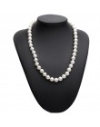 Prefact okrągły naszyjnik z pereł biżuteria ze srebra próby 925, ślub biały pearl choker naszyjnik dla kobiet, biżuteria – natur