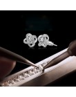 Jemmin kryształowe kolczyki 925 Sterling Silver węzeł kwiat stadniny kolczyki dla kobiet Brincos Bijoux biżuteria ślubna