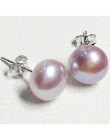 Barokowy tylko 100% prawdziwa perła słodkowodna biały różowy fioletowy niebieski srebrny stadniny kolczyki moda biżuteria dla ko