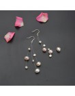 Eleganckie wiszące kolczyki damskie srebrne z ozdobnymi okrągłymi naturalnymi perłami z połyskiem