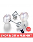 100% oryginalna słodkowodne białe perłowe kolczyki biżuteria srebrne stadniny kolczyki dla kobiet super deal z pudełko 2019 nowy