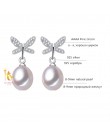 Nimfa naturalne perły biżuteria wysokiej jakości kolczyki S925 sterling silver kolczyki słodkowodne czarne perły modny motyl E10