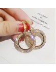 2019 nowy 925 igły srebrny rhinestone koło kryształ z austriackiej długie kolczyki temperament koreański osobowość dzikie kolczy