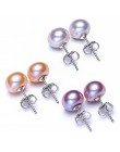 Gorąca sprzedaż 3 kolor 6-9mm 100% 925 srebrny naturalne kolczyki z pereł klasyczny moda kolczyki z pereł biżuteria dla kobiety