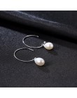 PAG & MAG nowa moda duże pół okręgu Earwire 925 Sterling srebrny spadek kolczyki dla kobiet grzywny słodkowodne perły betonowa b