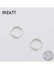 INZATT prawdziwe 925 Sterling Silver minimalistyczny gładki okrągły Hoop biżuteria wysokiej jakości kolczyki akcesoria osobowośc