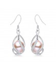 Naturalna perła słodkowodna spadek kolczyki dla kobiet elegancki 925 Sterling Silver kolczyki anty alergii DIY klatka biżuteria 
