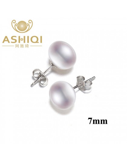 ASHIQI naturalna perła słodkowodna stadniny kolczyki dla kobiet prawdziwe 925 Sterling Silver biżuteria prezent