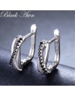Klasyczne oryginalne 925 Sterling Silver biżuteria czarny Spinel kamień śliczne stadniny kolczyki dla kobiet Bijoux Femme Boucle