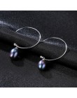 PAG & MAG nowa moda duże pół okręgu Earwire 925 Sterling srebrny spadek kolczyki dla kobiet grzywny słodkowodne perły betonowa b