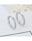 925 Sterling Silver okrągły Hoop kolczyki dla kobiet klasyczny styl cyrkonia betonowa koło biżuteria wysokiej jakości kolczyki (