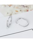 925 Sterling Silver okrągły Hoop kolczyki dla kobiet klasyczny styl cyrkonia betonowa koło biżuteria wysokiej jakości kolczyki (