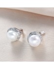 Moda kobiety naturalna perła słodkowodna kolczyki na sztyft wysoki połysk anty alergiczne 925 Sterling Silver kolczyki biżuteria
