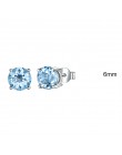 Elegancka biżuteria damska srebrne kolczyki z cyrkoniami z diamencikami niebieskie w ucho modne efektowne