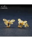 Biżuteria damska z diamencikami pszczoła złote kolczyki oryginalne modne dziewczęce