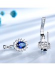 UMCHO stałe 925 Sterling Silver kamień klipsy dla kobiet niebieski Sapphire Fine Jewelry ślub zaręczyny walentynki prezent
