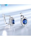 UMCHO stałe 925 Sterling Silver kamień klipsy dla kobiet niebieski Sapphire Fine Jewelry ślub zaręczyny walentynki prezent