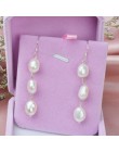 ASHIQI naturalne długi barokowy Pearl kolczyki dla kobiet 8-9mm biały szary Handmade 925 srebro biżuteria Party prezent