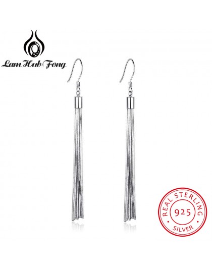 Oryginalna 925 Sterling Silver Tassel dynda kolczyki kobiety metalowe długie kolczyki biżuteria Party prezent dla przyjaciół (La