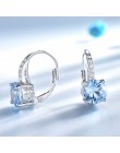 UMCHO stałe ze srebra próby 925 biżuteria okrągły utworzono Nano błękitny Topaz klipsy dla prezenty urodzinowe dla kobiet Charms