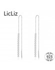 LicLiz Trendy czystego długi łańcuszek srebrny Link kolczyki Dangle kobiety 925 Sterling silver kolczyki z frędzlami i koralikam