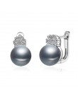 925 sterling silver kolczyki z perłą, prawdziwe czarny naturalne słodkowodne kolczyki pearl kobiety, klip na kolczyki
