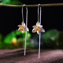 Lotus zabawy majątek 925 Sterling Silver naturalne oryginalne ręcznie grzywny biżuteria uroczy kwitnący kwiat moda spadek kolczy