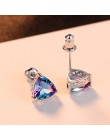 CZCITY luksusowe Rainbow Topaz stadniny kolczyki prawdziwe 100% 925 niezawodnego srebra mody kolczyki damskie biżuteria hurtowyc