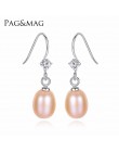 PAG & MAG gorąca sprzedaż urocze 925 Sterling Silver geometryczne CZ betonowa słodkowodna perła spadek kolczyki dla kobiet klasy