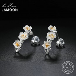 LAMOON 2018 nowy 2 kolory kwiat 100% prawdziwe 925-Sterling-Silver stadniny kolczyki S925 Fine Jewelry dla kobiet dziewczyna pre