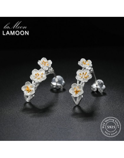 LAMOON 2018 nowy 2 kolory kwiat 100% prawdziwe 925-Sterling-Silver stadniny kolczyki S925 Fine Jewelry dla kobiet dziewczyna pre