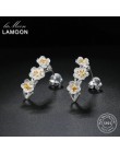 LAMOON 2018 nowy 2 kolory kwiat 100% prawdziwe 925-Sterling-Silver stadniny kolczyki S925 Fine Jewelry dla kobiet dziewczyna pre
