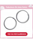 LicLiz 925 Sterling Silver proste Hoop kolczyki dla kobiet okrągły okrągłe kolczyki koła zwykły pętli ucha Huggies Moda Brincos 