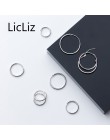 LicLiz 925 Sterling Silver proste Hoop kolczyki dla kobiet okrągły okrągłe kolczyki koła zwykły pętli ucha Huggies Moda Brincos 