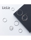 LicLiz 925 Sterling Silver proste Hoop kolczyki dla kobiet okrągły okrągłe kolczyki koła zwykły pętli ucha Huggies Moda Brincos 