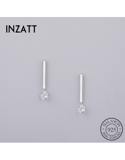 INZATT OL minimalistyczny Stick Bar cyrkon stadniny kolczyki 2018 100% 925 Sterling Silver Fine Jewelry dla kobiet Party Trendy 