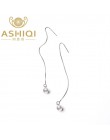 ASHIQI 925 Sterling Silver długi kolczyki dla kobiet 7-8mm naturalna perła słodkowodna biżuteria