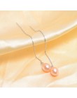 ASHIQI 925 Sterling Silver długi kolczyki dla kobiet 7-8mm naturalna perła słodkowodna biżuteria