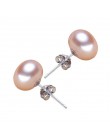 UMODE 8-9mm 100% naturalna perła słodkowodna kolczyki biżuteria 925 Sterling Silver Brincos cyrkon stadniny kolczyki dla kobiet 
