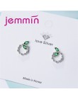 JEMMIN Korea nowy sprzedaż 100% 925 Sterling Silver Cubic cyrkon kolorowe Rhinestone liście okrągłe kolczyki kobiece słodkie biż