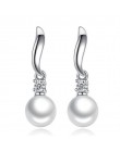 OMHXZJ hurtownie biżuteria moda joker OL styl dla kobiety prezent miękkie piękno Pearl 925 Sterling Silver frędzel kolczyki na s