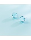 INALIS hurtownia moda S925 kolczyki sztyfty ze srebra wysokiej próby okrągłe światła niebieski kryształ biżuteria dla dziewczyny