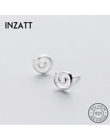 INZATT Punk minimalistyczny geometryczne spirali Hollow okrągły wkręt kolczyki mężczyźni i kobiety 925 Sterling Silver grzywny b